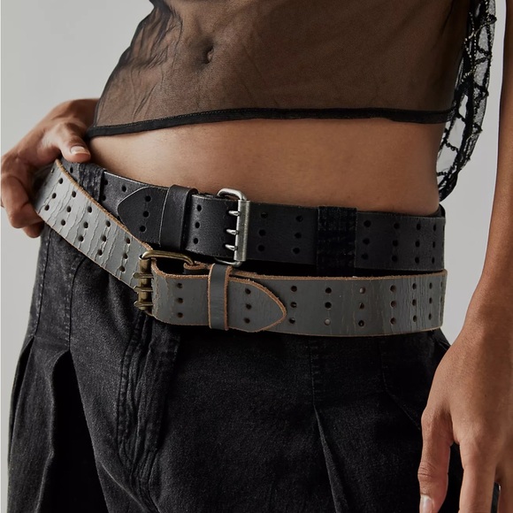 FREE PEOPLE BLACK LEATHER BELT (S/M) - Picture 4 of 4